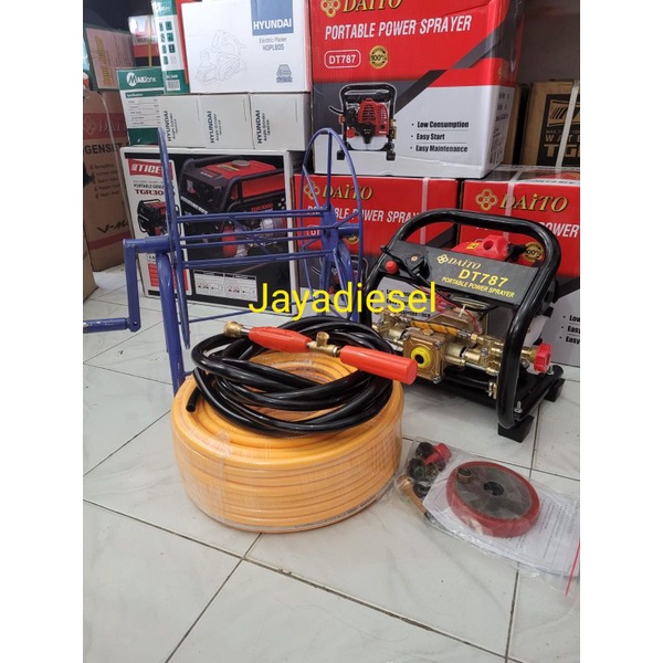 Mesin Steam Portable 2Tak DAITO + Gulungan Selang + Selang 50Meter