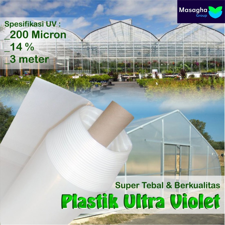 Plastik UV 200 Micron 14 % Lebar Meter 3 (3m x 1 m) Greenhouse