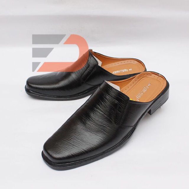 Fdcollection Sepatu selop pria bahan kulit asli