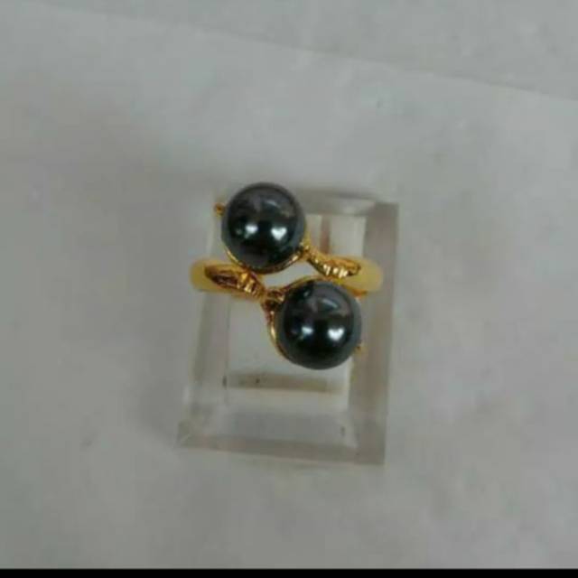 Cincin perak berlapis emas 24k mutiara lombok