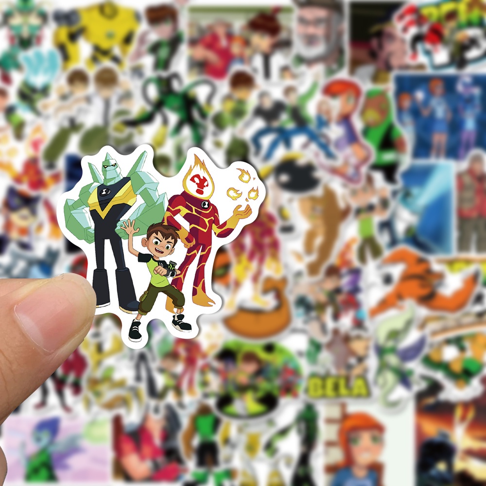 50Pcs Stiker Desain Kartun Anime Ben 10 Tahan Air Untuk Dekorasi Laptop Anak