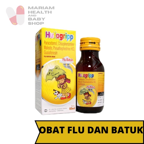 Hufagrip Flu dan Batuk Sirup 60ml (Kuning) - Batuk Berdahak Flu Demam Anak