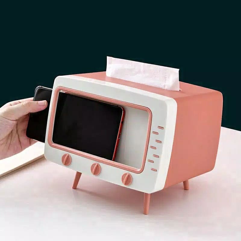 Retro TV Box stand phone holder + tempat tisu