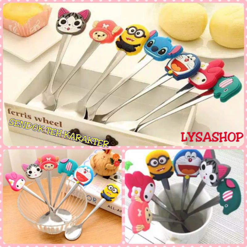 LYSASHOP - SENDOK ANAK TEH KOPI KUE TELUR KARAKTER MINI IMUT KECIL PERALATAN MAKAN MINUM DAPUR