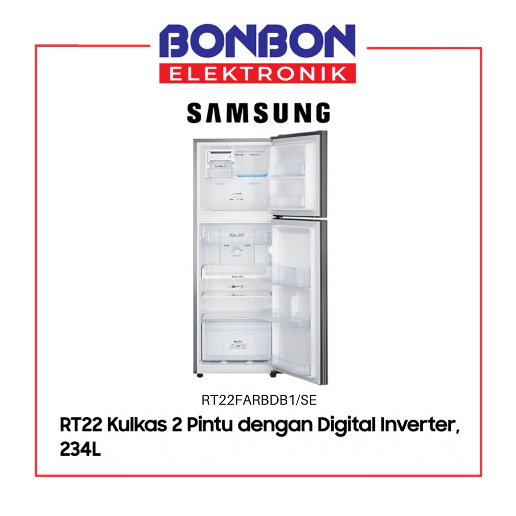 Samsung Kulkas 2 Pintu RT22FARBDB1 Digital Inverter 234L RT22