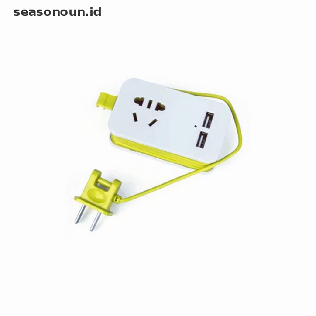 (seasonoun) Kabel Extension Power Strip Portable Panjang 1.5M + 2 Port USB