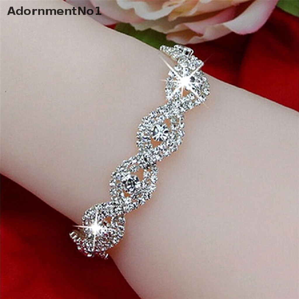 (AdornmentNo1) Gelang Tangan Rantai Aksen Infinity + Kristal + Berlian Imitasi Untuk Perhiasan Wanita