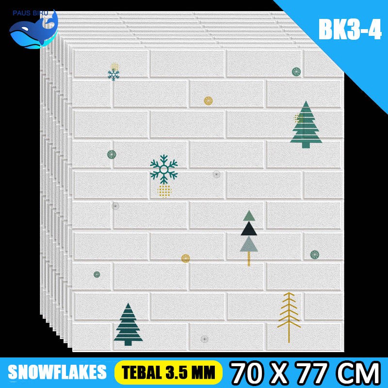 Wallpaper dinding wallfoam 3d motif gambar Dekorasi Kamar murah 70x77cm-SNOWFLAKE