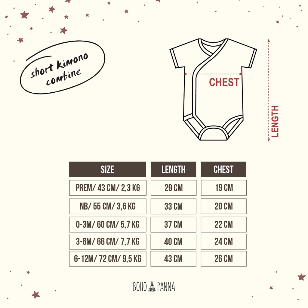 Bohopanna Short Kimono Combine Blush Teca Rosewood/Bohobaby Baju Bodysuit Jumper Pendek Anak Bayi Premature-1