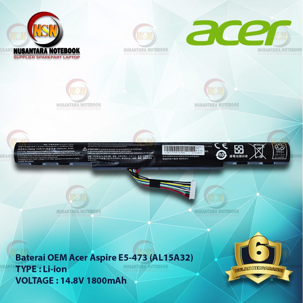 Baterai OEM Acer Aspire E5-473 AL15A32 14.8V 1800mAh