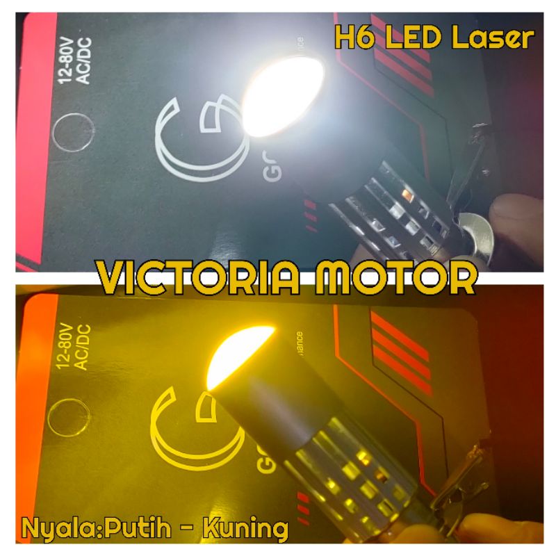 LAMPU DEPAN MOTOR BEBEK MATIC H6 LASER HI LO 2WARNA/ PUTIH-KUNING