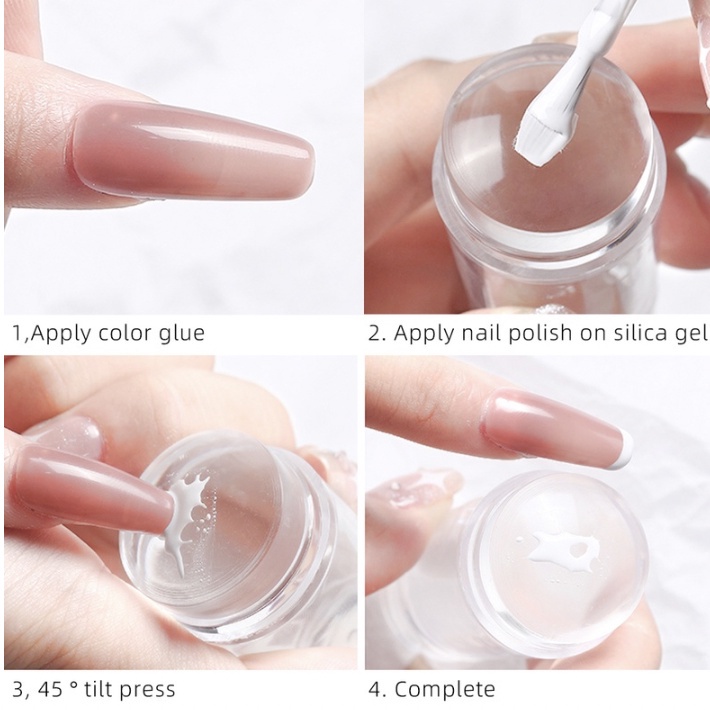 Nail Art Stamp Mini Transparan Stempel Kuku Silikon Jelly Scraper Desain DIY KU025