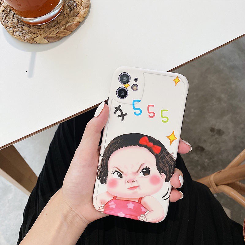 Casing Ponsel dengan Pola gadis gemuk lucu untuk IPhone 12 12promax Cute 7 8Plus SE X XS Anti-fall XR Xsmax 11 11pro 11promax Casing Ponsel Silikon Ggnh