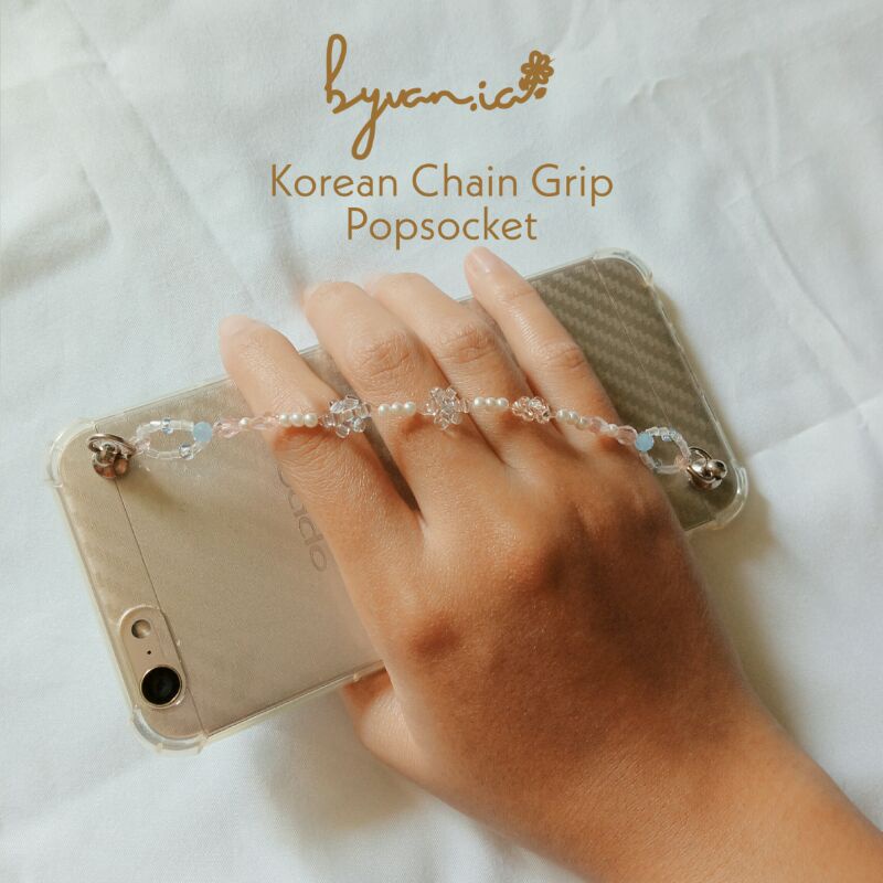 KOREAN CHAIN GRIP POPSOCKET | CUSTOM BEADS PHONE HOOK