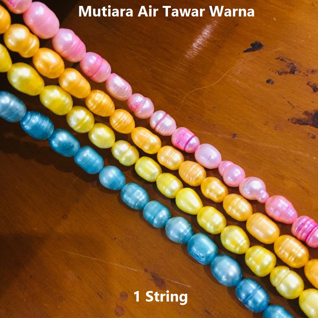 Mutiara Air Tawar Warna Model Oval 4-12 mm Harga/String