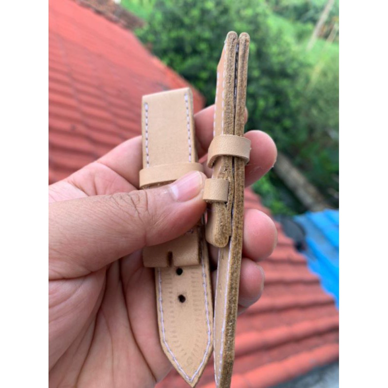 Strap Tali Jam Tangan Kulit Sapi Asli krem hand made