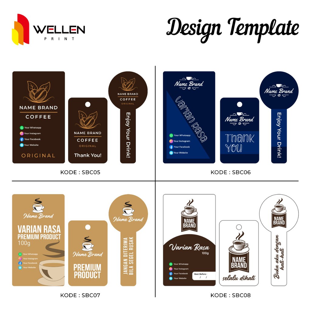 WELLEN PRINT - Sticker botol minuman transparant sticker label kopi transparan cutting label teh jamu botol spray-5