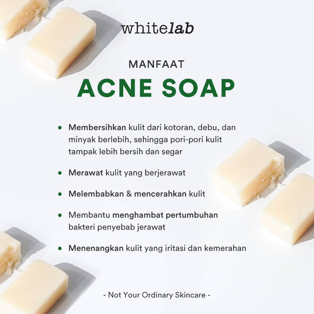 Whitelab Acne Soap / Sabun Jerawat untuk Wajah &amp; Badan - 80gr