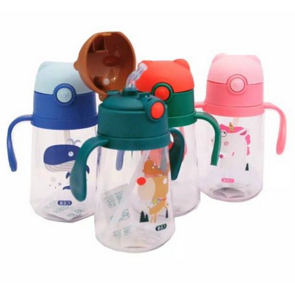 Botol Minum Anak Dengan Pegangan Lucu 480 ml - Botol Anak Lucu - Botol Minuman Anak Sedotan Lucu