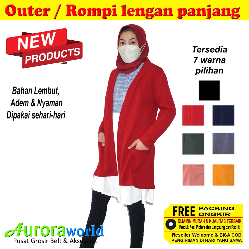 Auroraworld Outer / Rompi lengan panjang bahan lembut adem dan nyaman dipakai sehari hari bisa cod