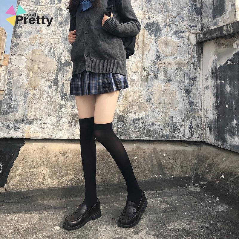 Kaus Kaki Beludru JK Wanita Medium High Bernapas di Atas Lutut Stoking - PD