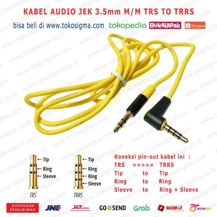 KABEL AUX AUDIO 3.5mm M-M 120cm IETOP TRRS garis 3 to TRS garis 2 GOLD