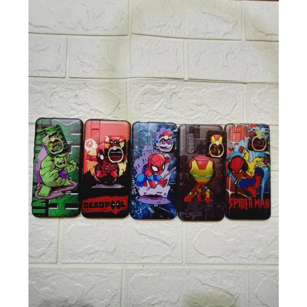 Case VIVO V15 PRO+Iring Motif Kartun Robot, Hulk, Spiderman, Ironman