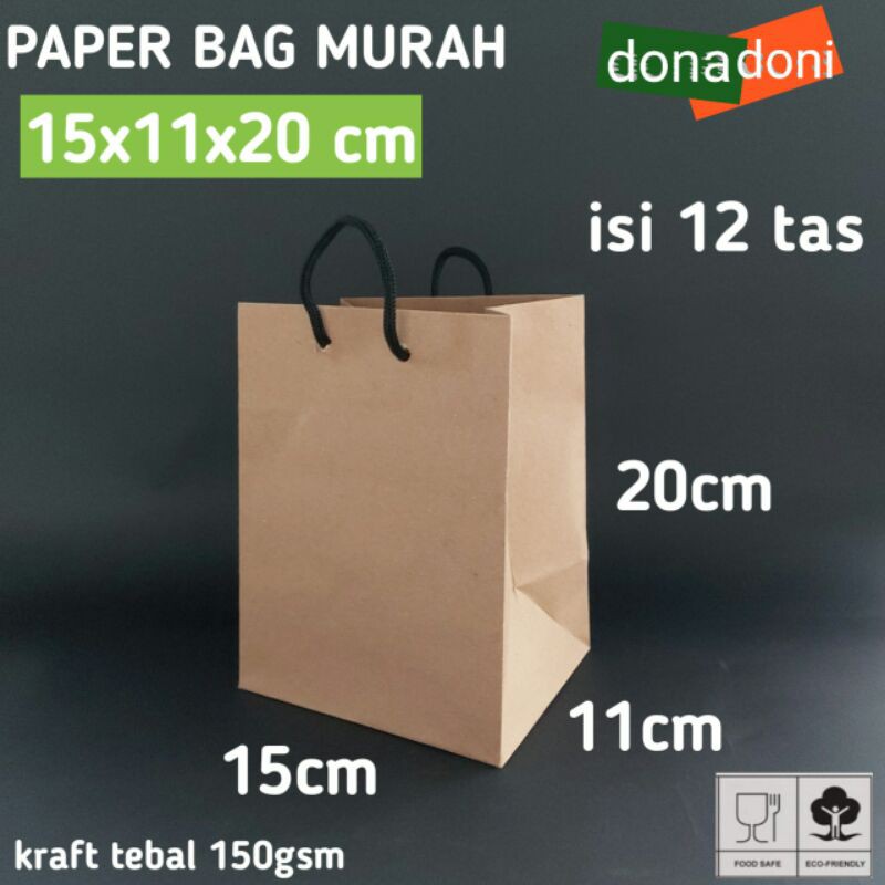 

isi 12 paperbag BP23 15x11x20 kantong tas kertas polos paper bag coklat box gift kado shopping bag
