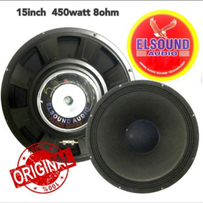 speaker 8 ohm black series ELSOUND 15 inch FULLRANGE 450 Watt ORIGINAL 100%