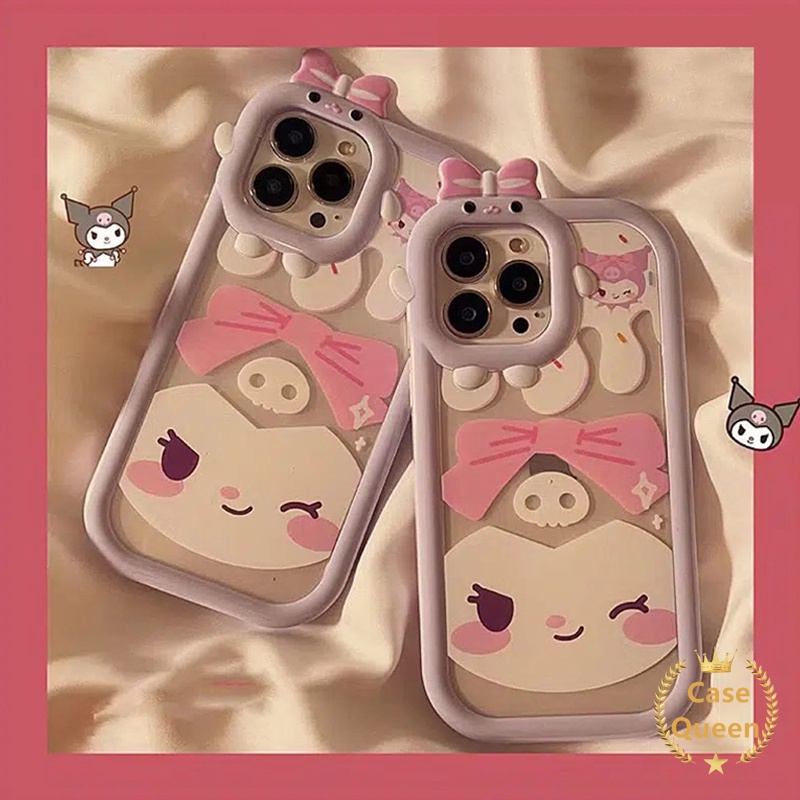 Kartun Kitty Kulomi Case OPPO A17 A7 A5S A12 A3S A12E A53 A74 A95 A16K A16E A52 A92 A96 A17K A76 Reno 5 5F 4F A57 A15 A5 A54 A16s A55 A15s A16 A9 A31Bow-knot Little Monster Case