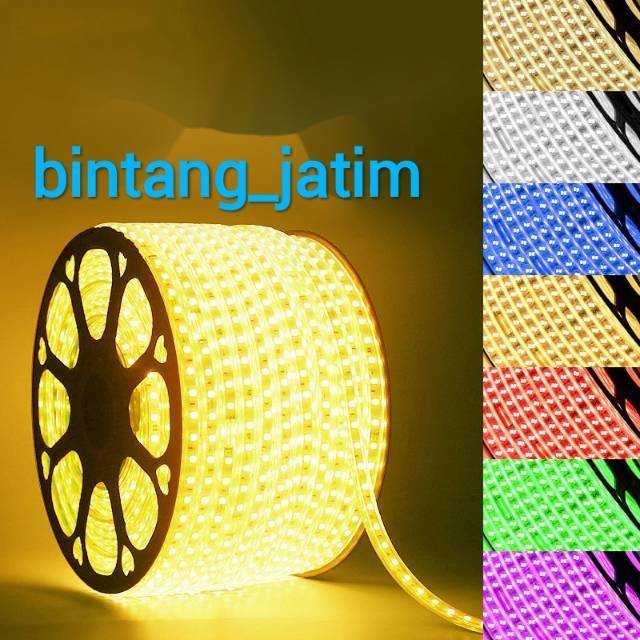 Lampu selang strip 5050 100m ac 220v outdoor  / lampu strip 100m  anti air