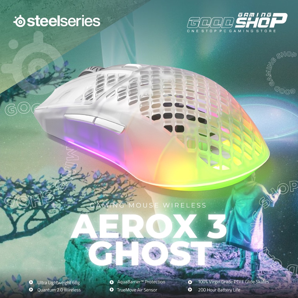 Steelseries Aerox 3 Wireless (2022) Ghost RGB Dongle - Gaming Mouse