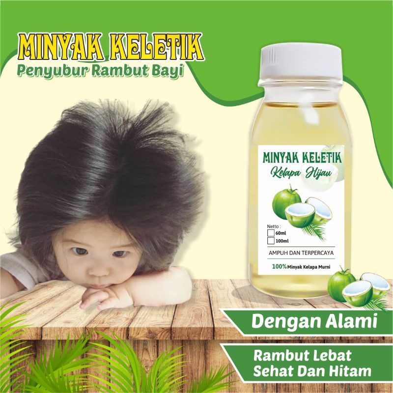 Minyak keletik kelapa ijo / hijau 60 ml | Penumbuh rambut | Untuk pijat urut