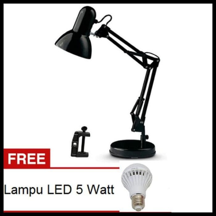 Lampu Belajar Arsitek-Hitam+Gratis Lampu Led 5 Watt 1Pcs LED