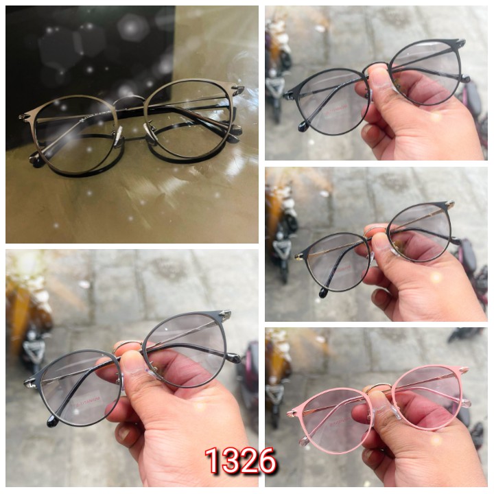 FREE BOX DAN LAP KACAMATA PHOTOCROMIC 1326 WANITA PRIA TERBARU FRAME TITANIUM OPTIK FASHION VINTAGE