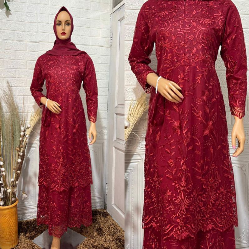 Produk original gamis tingkat melayu//gamis tulle tingkat//gamis lebaran//gamis lamaran