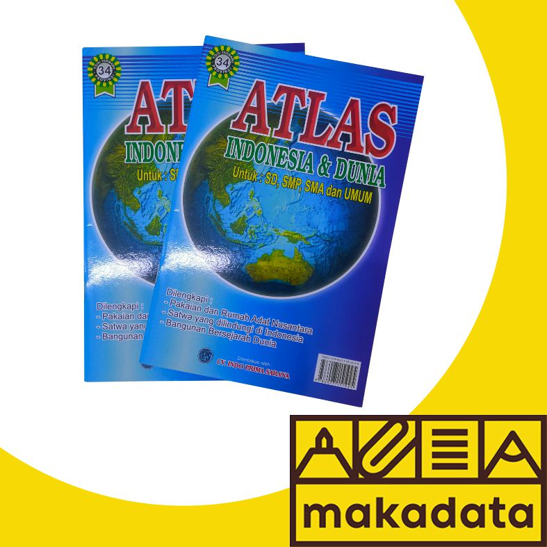 BUKU ATLAS INDONESIA DAN DUNIA BESAR 1PCS MURAH