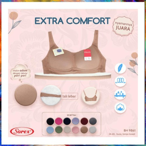 KL | WARNA TERBARU BRA BH SOREX EXTRA COMFORT BAHAN KATUN TANPA KAWAT SOREX 9861