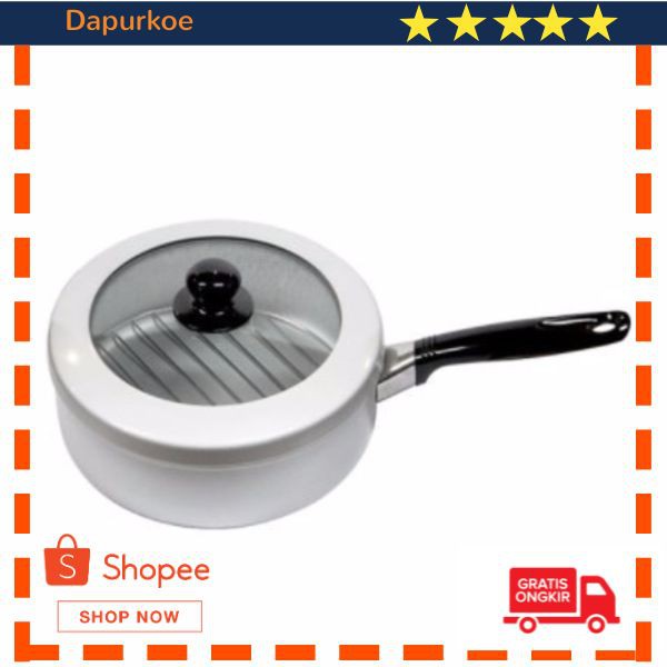 Grosir Maspion Panggangan Ikan Bulat 24 cm Tutup Kaca - Putih Keren