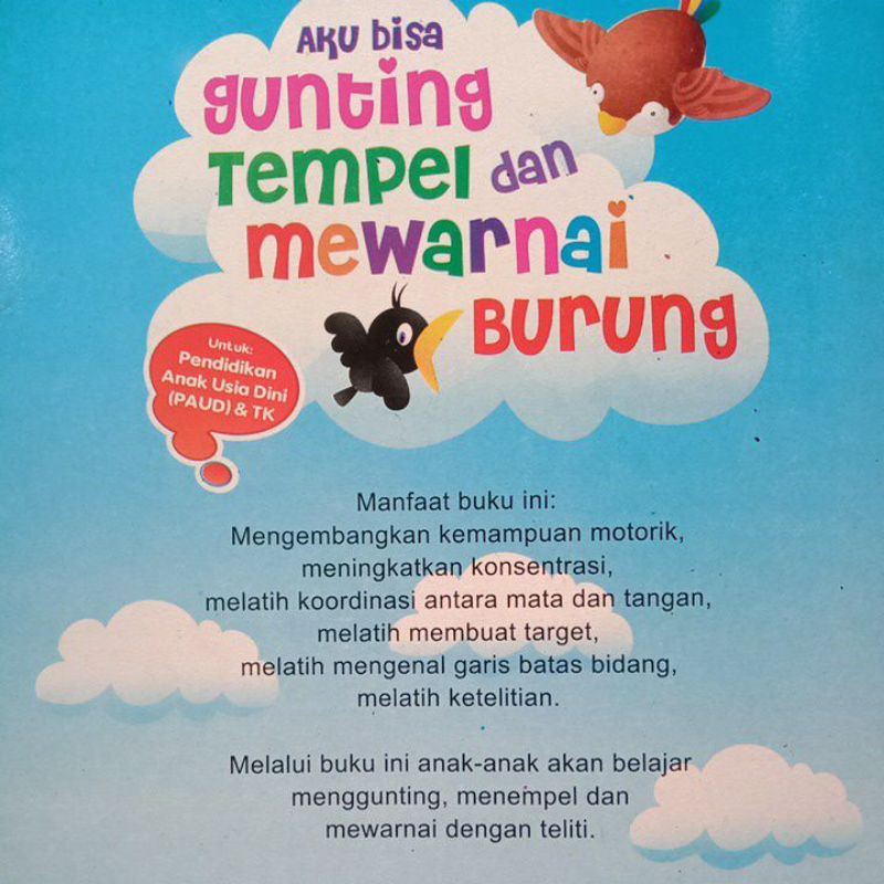 Buku Aku Bisa Gunting Tempel Dan Mewarnai Burung