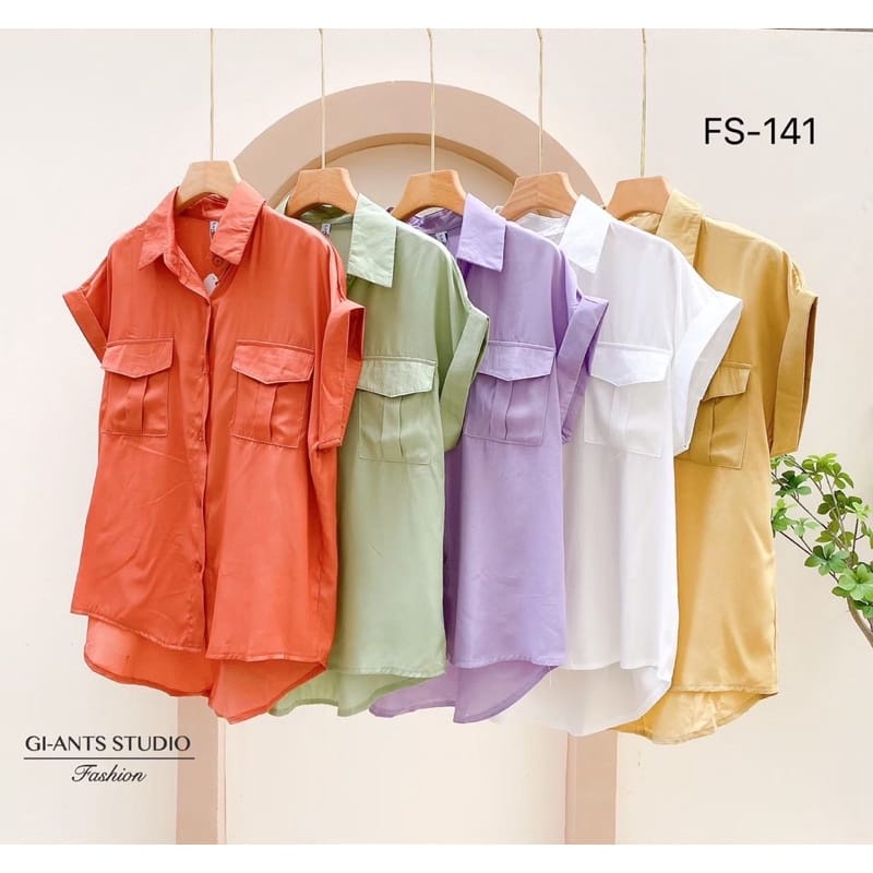 ADELIA BLOUSE GIANTS BASIC | KEMEJA LA MOON  IMPORT BANGKOK FS141