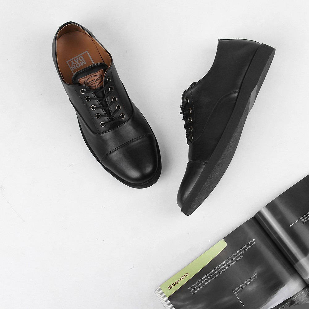 OXFORD FULL BLACK |ManNeedMe x Monday| Sepatu Pantofel Pria Formal ORI