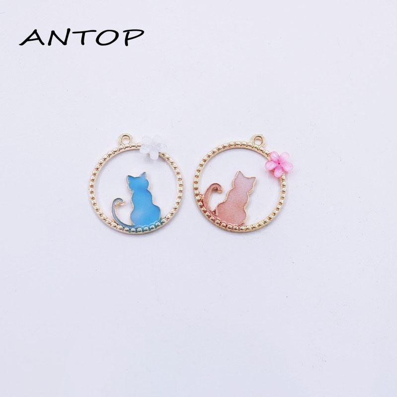 1 Pcs Kalung Titanium Wanita Lingkaran Anak Kucing Biru Merah Jambu Pasangan Teman Perhiasan ANTOP