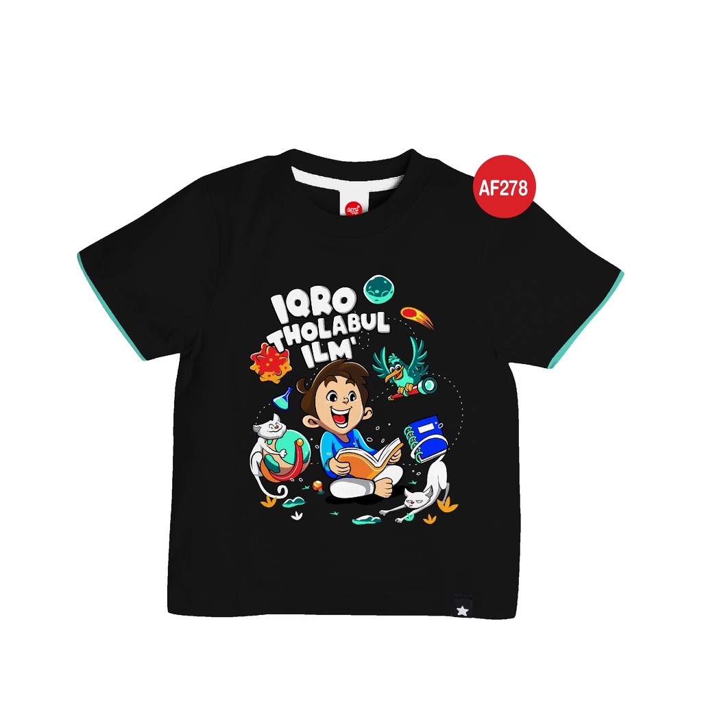 Kaos Anak AFRAKIDS AF278 &quot;Iqro Tholabul Ilm'&quot; Pendek