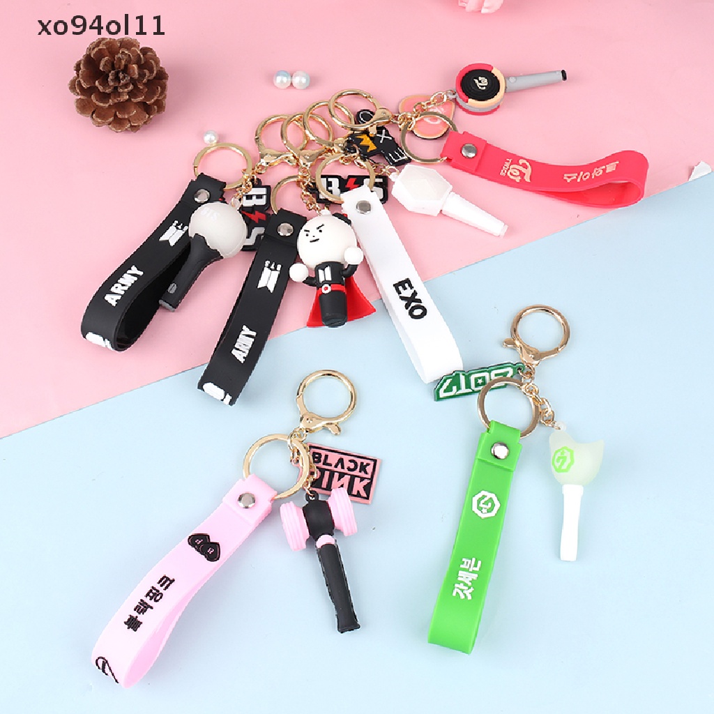 Gantungan Kunci Desain Kpop BTS TWICE NCT EXO BLACKPINK GOT7 Light Stick Lanyard