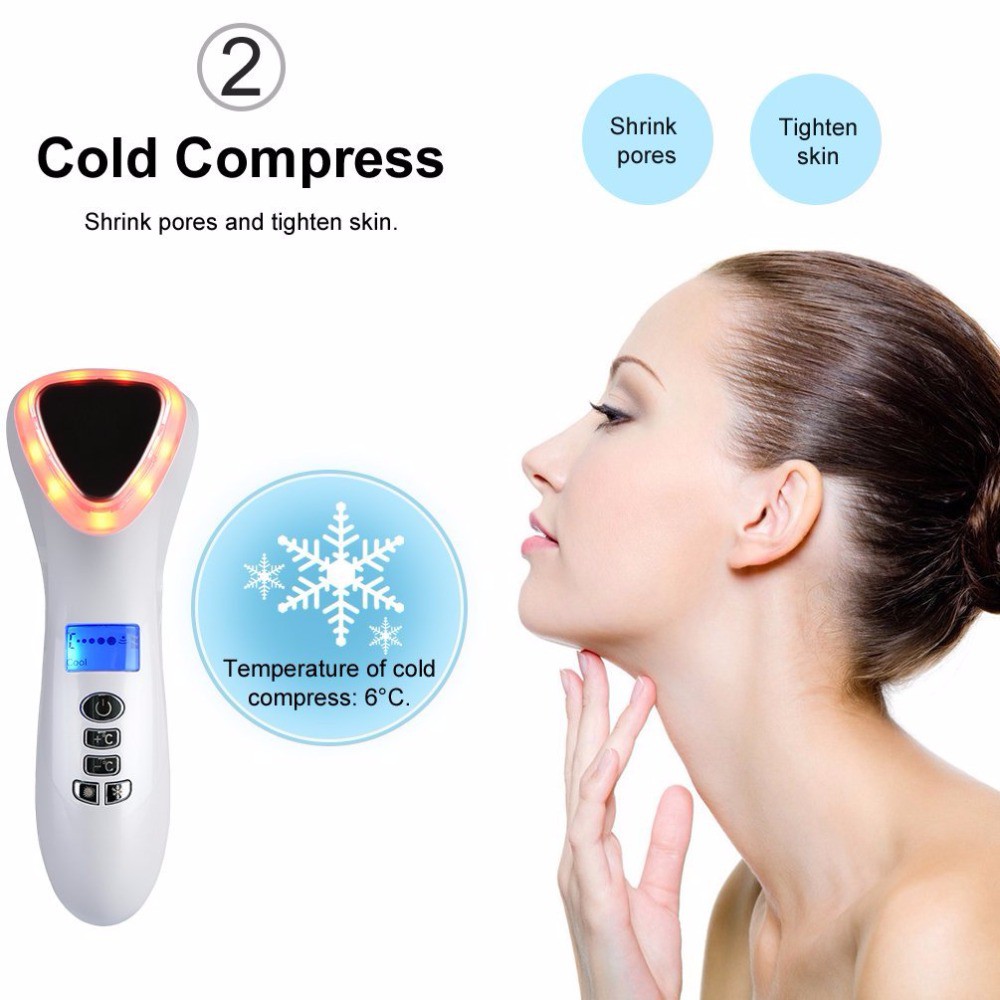 Original Ultrasonic Cryotherapy LED Hot Cold Hammer Facial Lifting Vibration Massager Face Free shipping