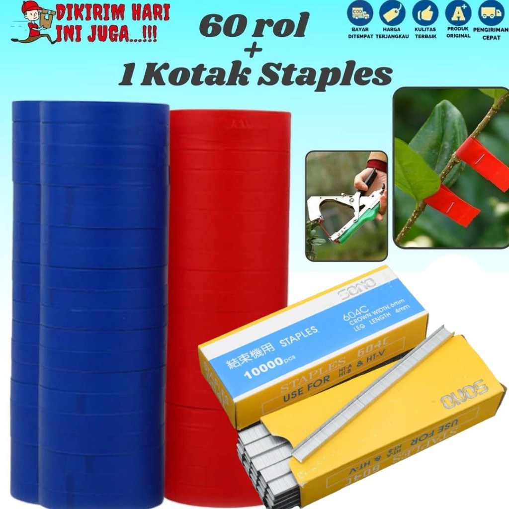 Pita Tapetool Paket 60 Roll + 1 Kotak Staples