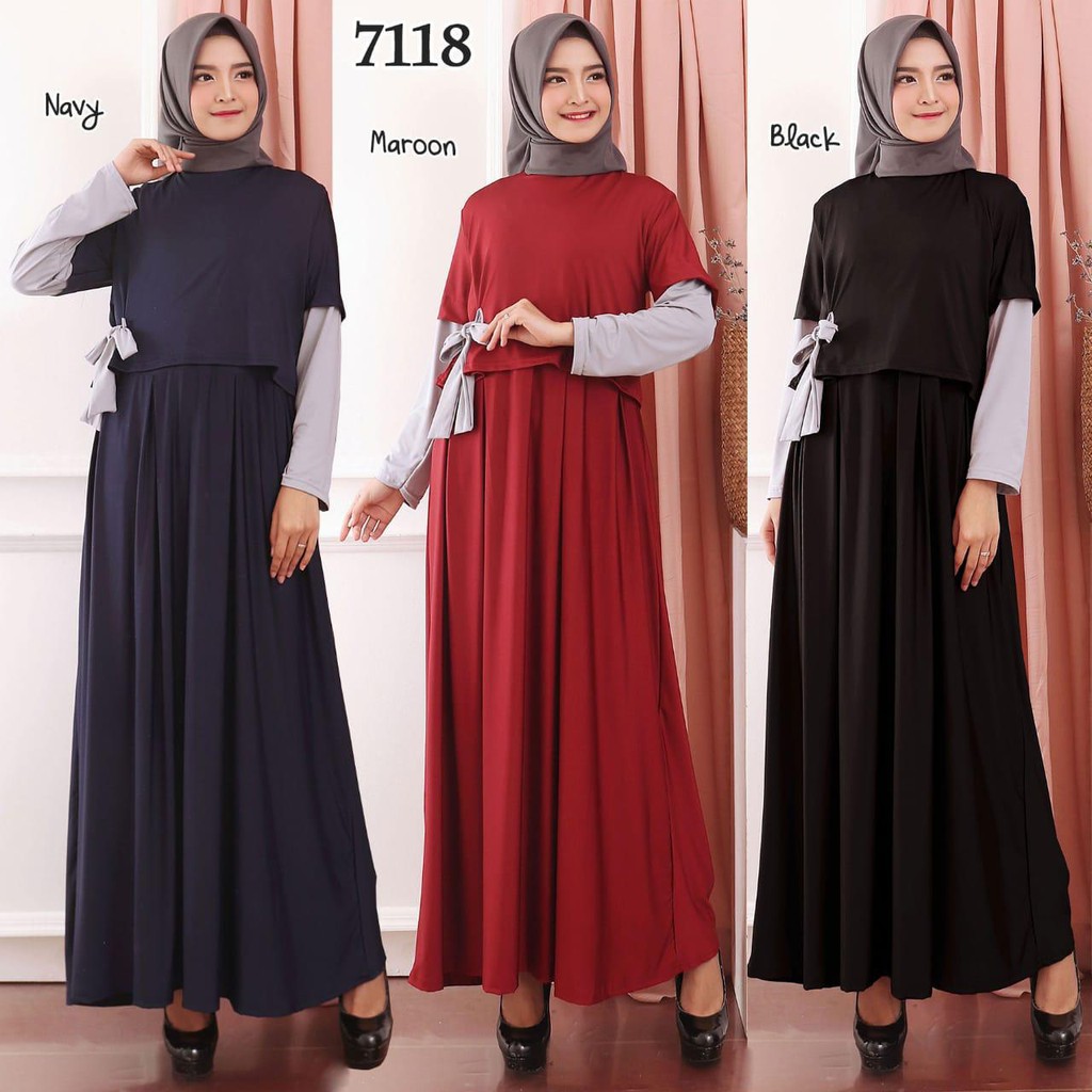 Gamis Remaja Gamis Jersey Polos Baju Terbaru Bahan jersey 7118