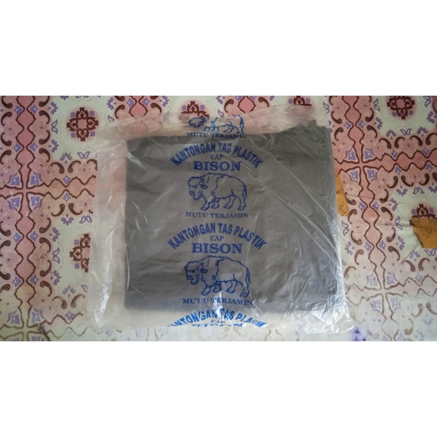 Kantongan Tas Plastik Kresek Asoy Cap BISON HD 45 Hitam Merah