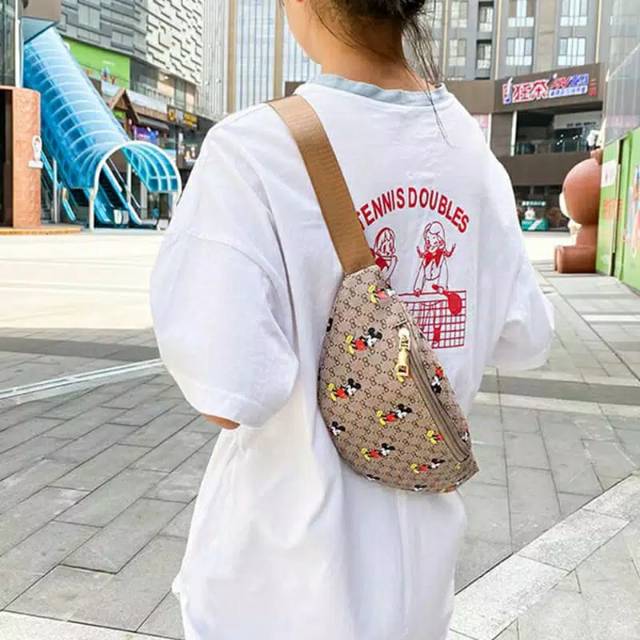 NC READY- Tas Selempang Gucci Mickey Waist Bag Wanita Import